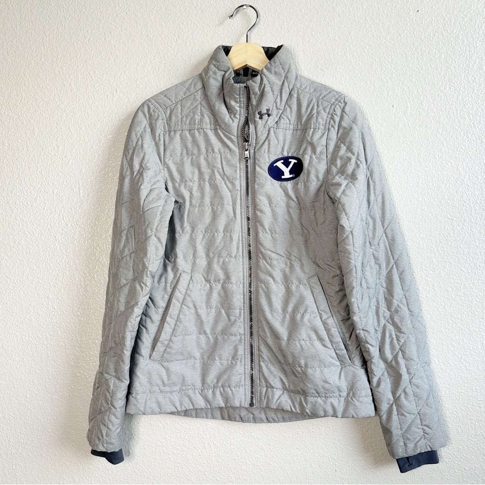 Under Armour BYU Puffer Full Zip Jacket Gray Blue Women’s Size Small